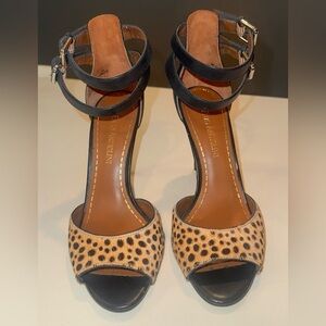 Enzo Angiolini Cheetah Calf Hair Open Toe Ankle Strap Heel Two-Tone Animal Print